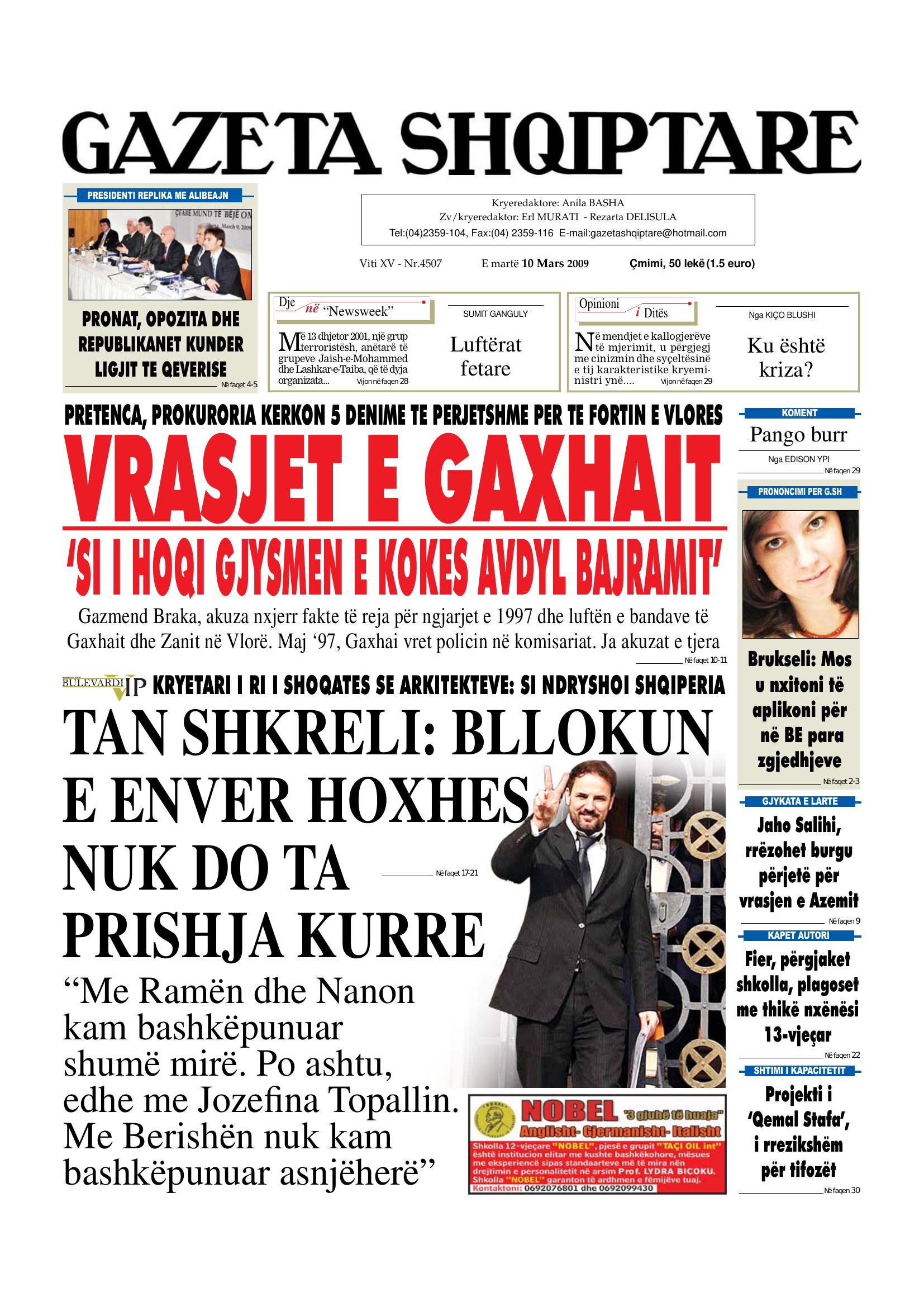Gazeta Shqiptare 2009-03-10